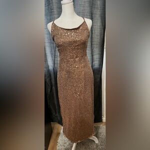 Elegant Brown Sequin Dress